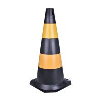 Cone de Sinalização 75cm Preto e Amarelo Plastcor