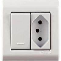 Caixa de Sobrepor com 1 Interruptor Simples 10 A 250 V e 1 Tomada 2P+T 20 A 250 V LizFlex Branca Tramontina