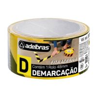 Fita Adesiva Demarcação Solo Zebrada Amarela Preta 48mm x 30M Adelbras