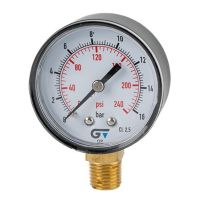 Manômetro DN 53 Seco 1/4 Pol. BSP 0-16 BAR 0-240 PSI Genebre