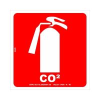 Placa de Sinalização 25x25cm luminescente Extintor CO2