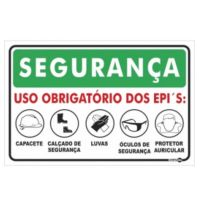 Placa De Sinalização 30 x 20cm Uso Obrigatório De EPI Edilmar