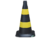 Cone Refletivo Preto e Amarelo 50 cm- Plastcor