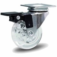 Rodízio 210 Placa Giratório Com Freio e Roda em Silicone 40kg