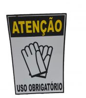 Placa de Sinalização 30 X 20 cm Uso Obrigatório de Luva
