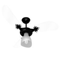 Ventilador de Teto New Cristal Light 220V 3 Pás Transparente/Preto Venti Delta