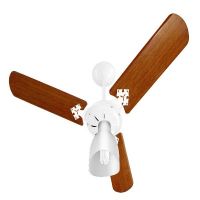 Ventilador de Teto Branco 3 Pás Marrom com Globo Aberto Venti Delta New Delta Ligth