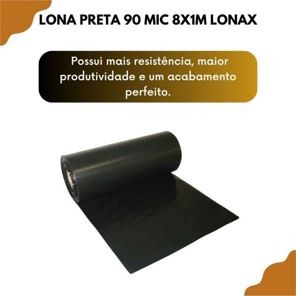 1 Metro Lona Preta 90 MIC 8X1M Lonax