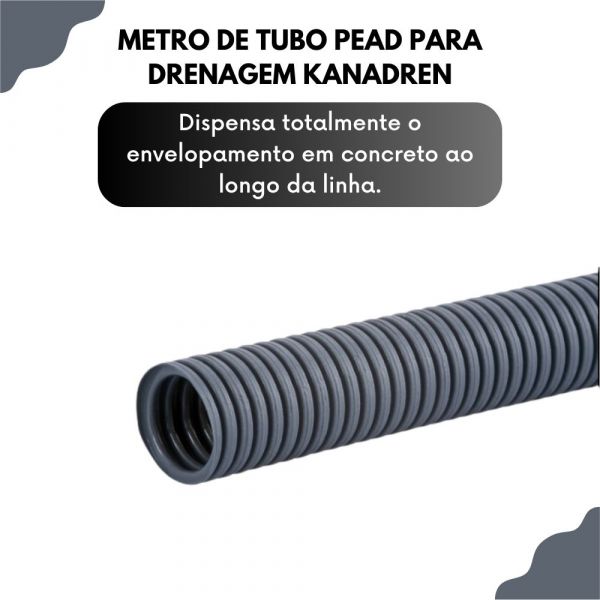 1 Metro de Tubo Pead para Drenagem Kanadren SW DN65 Cinza Kanaflex