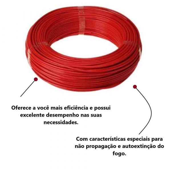 100 Metro Cabo Flexível 4mm 750V Vermelho Corfio