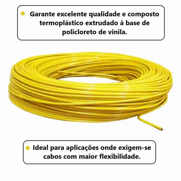 100 Metros Cabo Flexível Amarelo 4,00mm Corfio