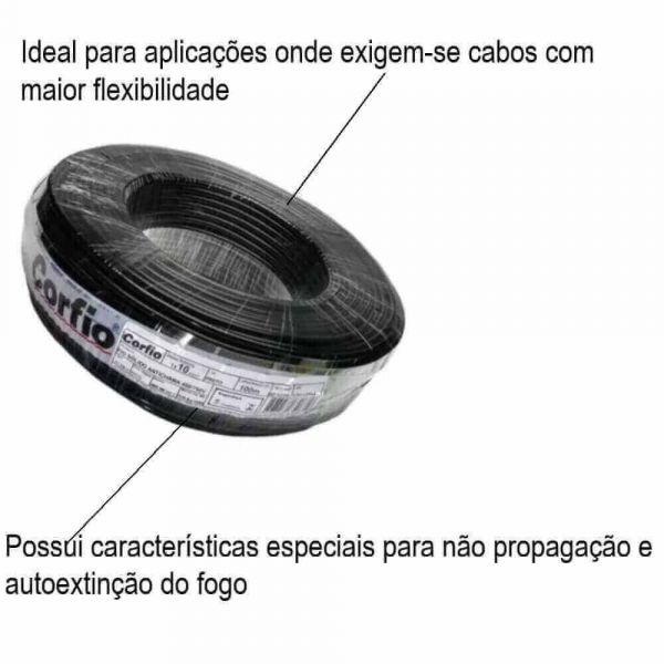 100 Metros Cabo Flexível Preto 1,50mm Corfio