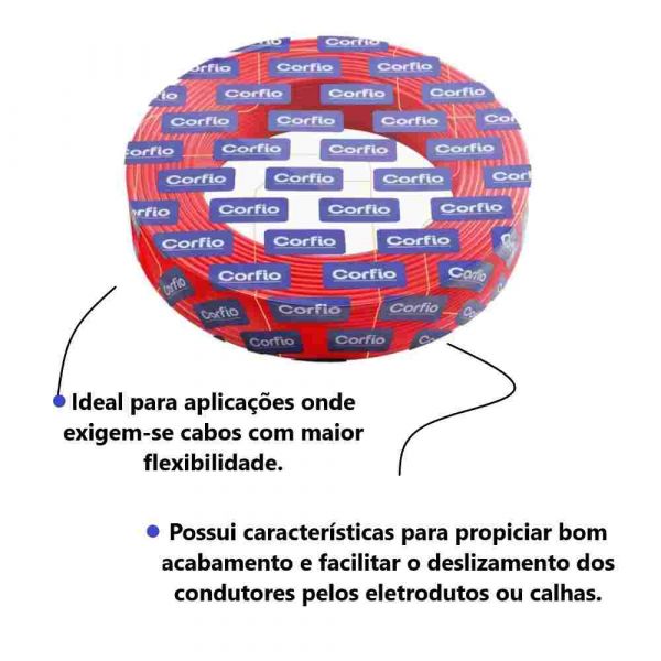 100 Metros Cabo Flexível Vermelho 2,50mm Corfio