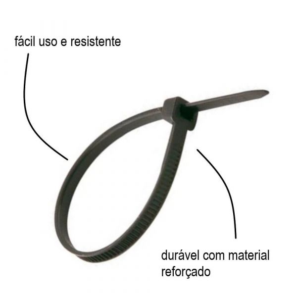 100 Unidades Abraçadeira Nylon 3,5mm x 140mm Preta Foxlux