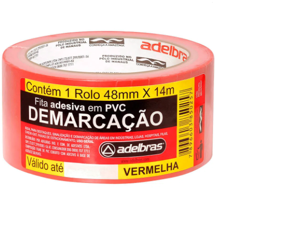 Fita Demarcacao 48mmx14m Vermelha  Adelbras