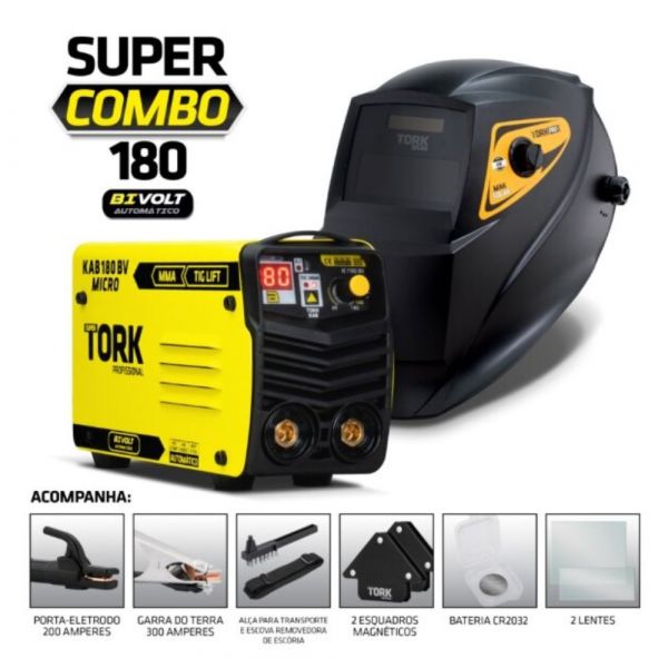 Micro Inversora Kab 180 mais Máscara de Solda automática - 220v Tork