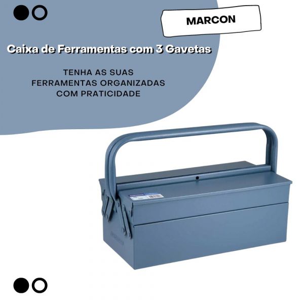 Caixa de Ferramentas com 3 Gavetas Nº340 - Marcon