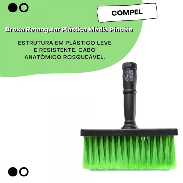 Broxa Retangular Plástica Média Pincéis Compel