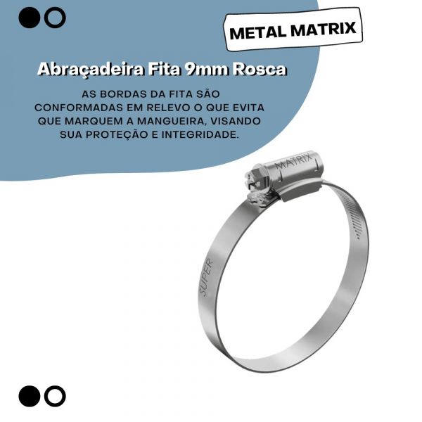 Abraçadeira Fita 9mm Rosca Sem Fim 22-32 Metal Matrix