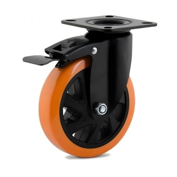 Rodízio 412 Placa Preto Giratório com Freio Roda Polipropileno 90kg Colson