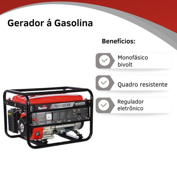 Gerador á Gasolina 3,1KVA 4T Bivolt Toyama TG3100CXR
