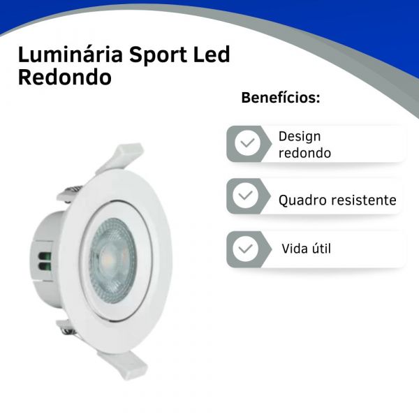 Luminária Sport Led Redondo 4W 6500K G-Ligth