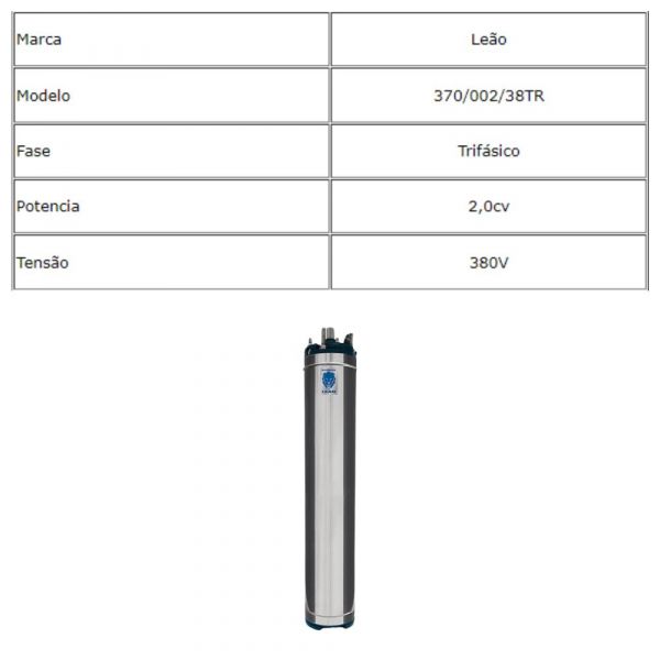 Motobomba 2,0cv 380V 370/002/38TR Trifásico Leão