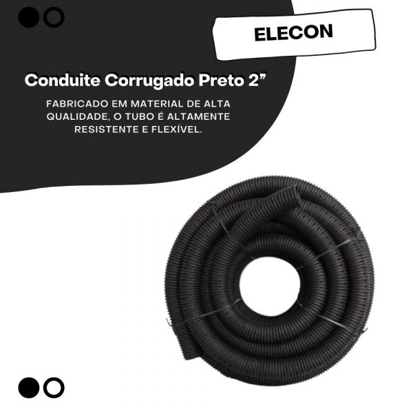 1 Metro Conduite Corrugado Preto 2” Elecon