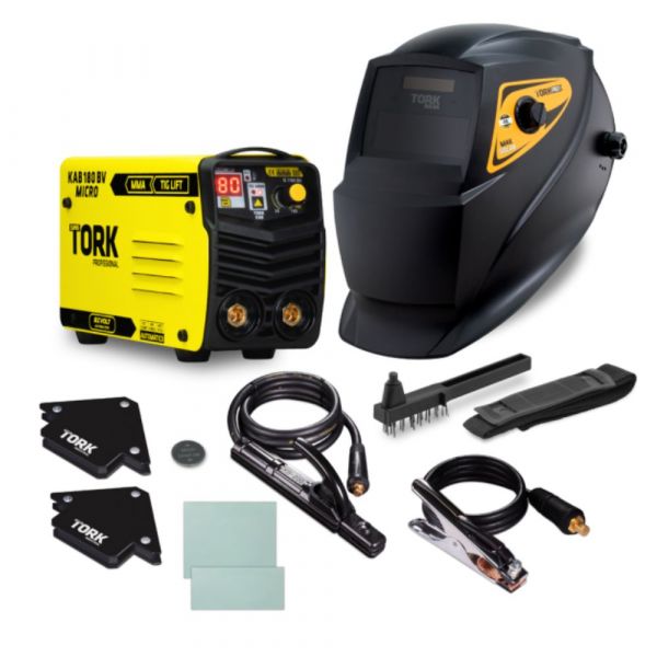 Combo com Inversora de solda kab 180A Bivolt mais Máscara Automática de Regulagem 6180 Tork