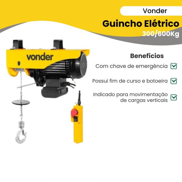 Guincho Elétrico 300/600Kg Gev600 Vonder