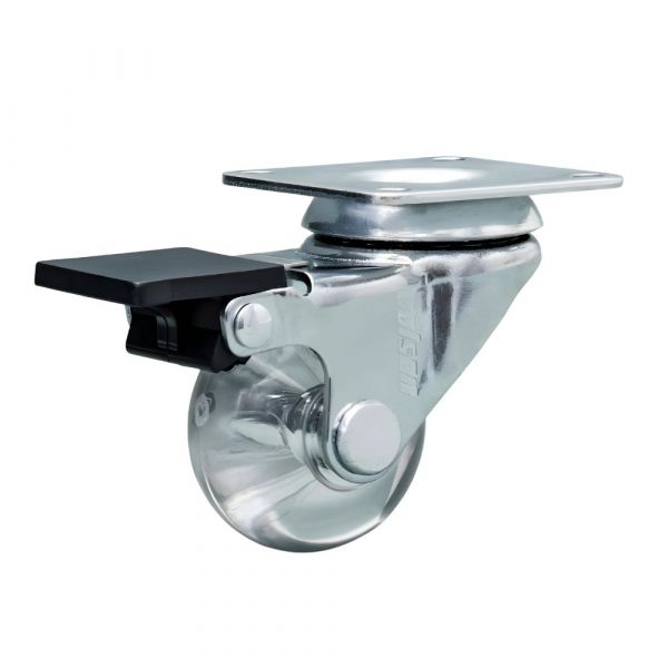 Rodízio Giratório 1.3/8 Pol com Freio Roda Gel Transparente 30kg Colson