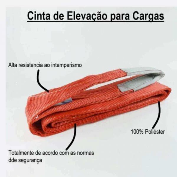 Cinta de Elevevação Sling Para Carga 5M - 5T Vermelha Robustec