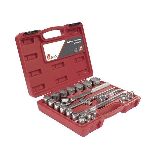 Jogo De Soquetes Estriados Robust D26-22 AM 1/2 Pol 22 Peças