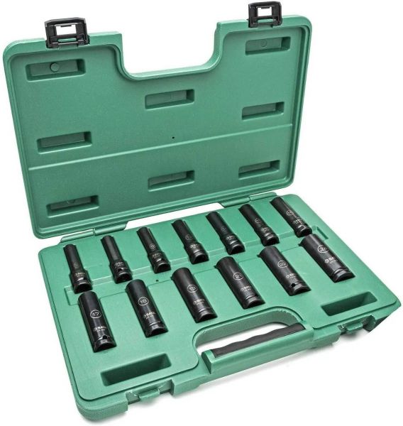 Jogo de Soquetes de Impacto Parede Fina de 10-24mm 13 Peças Sata