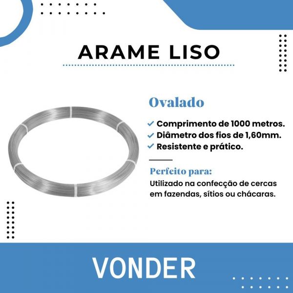1.000 Metros de  Arame Liso Ovalado 700Kgf Pg 14 x 16 Vonder