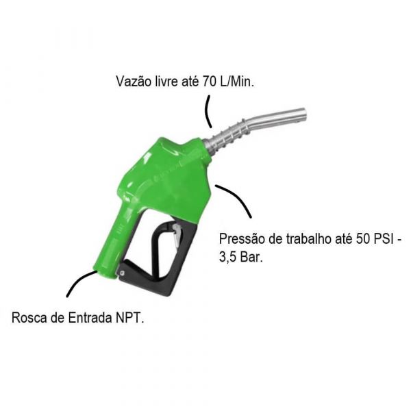 Bico De Abastecimento Automático Verde Com Ponteira De 1/2