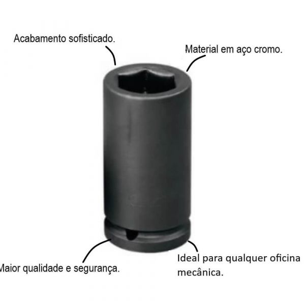 Chave De Soquete Impacto Sextavado Longo 1