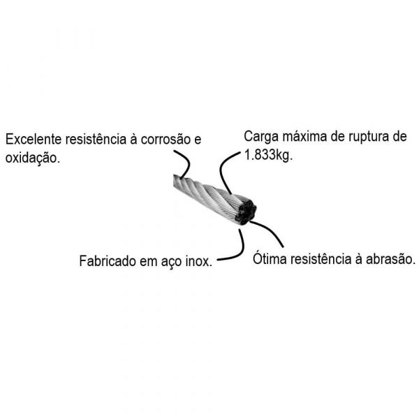 1 Metro De Cabo De Aço 1/4