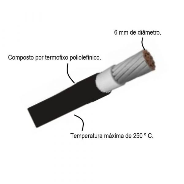 1 Metro De Cabo Solar 0,6/1,8KW 6mm Preto Ensolar