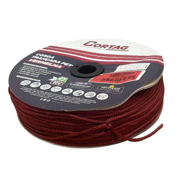 1 Metro de Corda 4mm 1/8 Pol. Vermelho Cortag