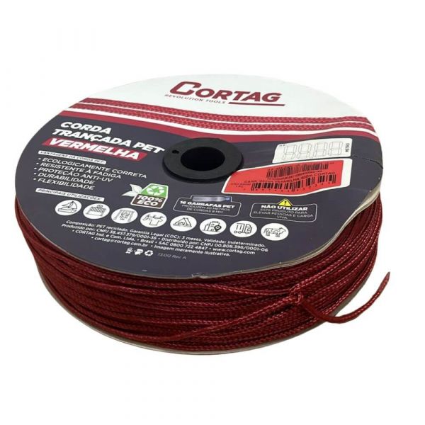 1 Metro de Corda 4mm 1/8 Pol. Vermelho Cortag