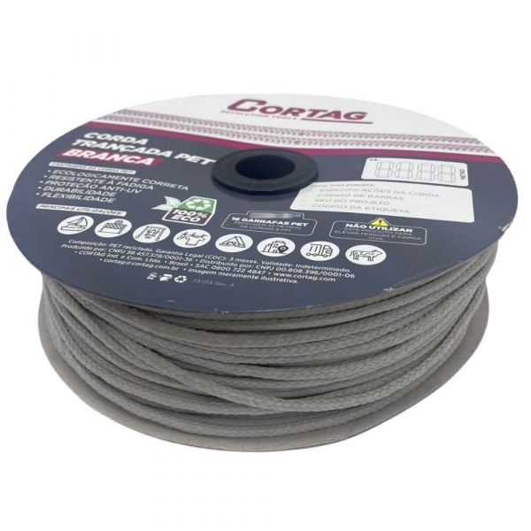 1 Metro de Corda 5mm 3/16 Pol. Branco Cortag