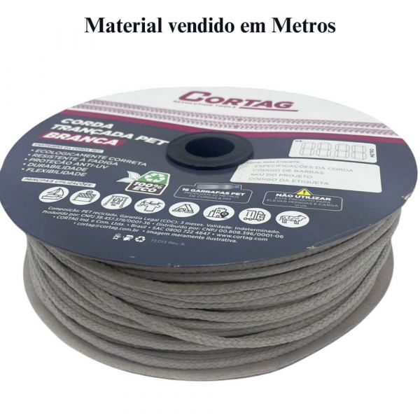 1 Metro de Corda 5mm 3/16 Pol. Branco Cortag