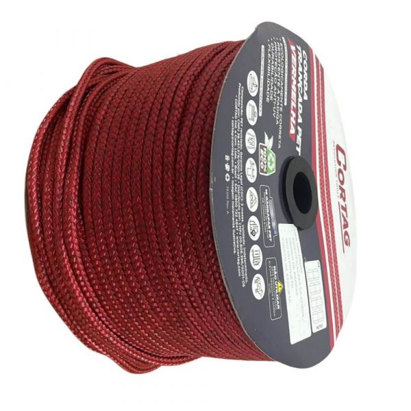 1 Metro de Corda 6mm 1/4 Pol. Vermelha Cortag