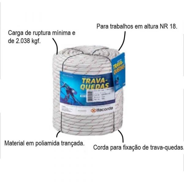 1 Metro De Corda Trançada Poliamida 12mm Linha De Vida Itacorda