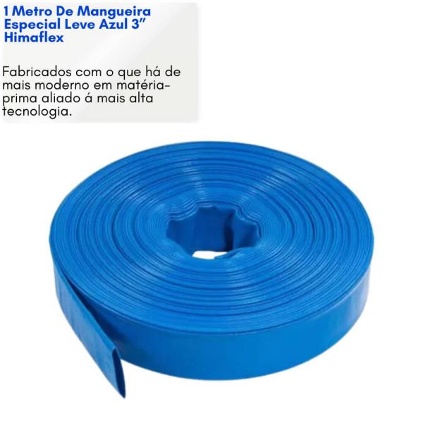 1 Metro De Mangueira Especial Leve Azul 3” Himaflex