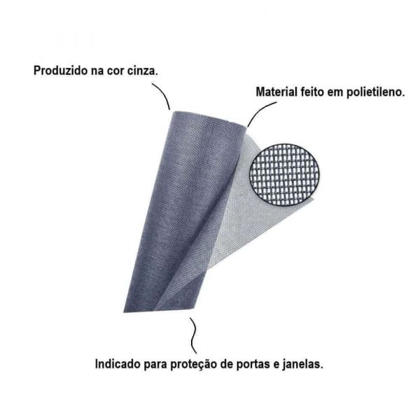 1 Metro De Tela Mosquiteiro Cinza 1,5X50 M Valeplast Telas