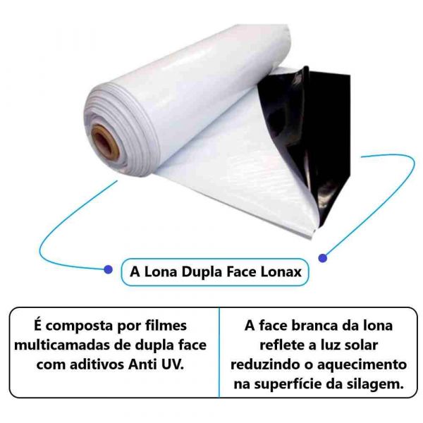 1 Metro de Lona Dupla Face Para Silo 100 MIC 8X1M Lonax 
