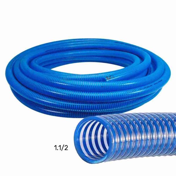 1 Metro Mangote Sucção Espiral Azul 1 1/2