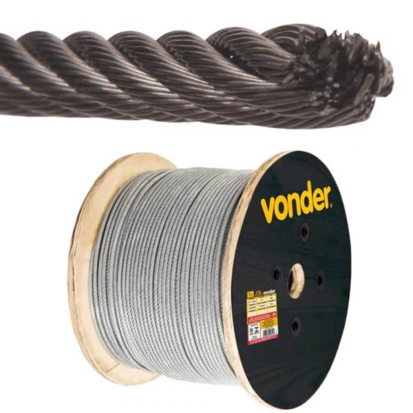 1 Metro Cabo de Aço Polido AF 4,76 mm 3/16, 6x7 Vonder